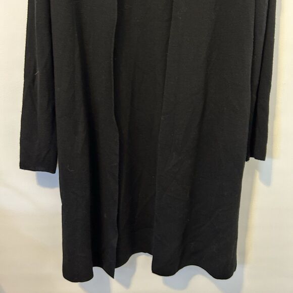 MM Lafleur womens M merino wool long line open front black cardigan sweater - Picture 3 of 11